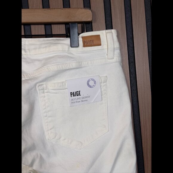 New Paige Jeans 32 Womens White Skyline Skinny Optic Mid Rise Stretch - Picture 7 of 10